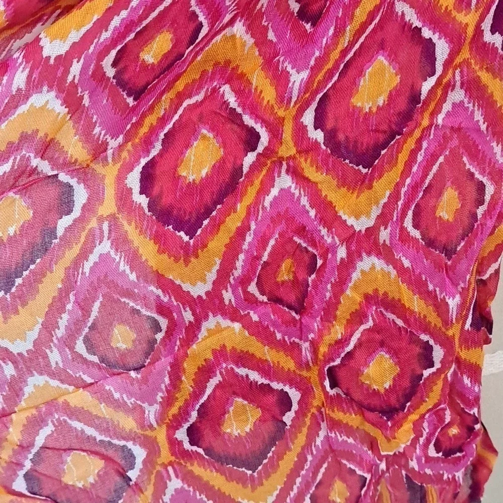 Vera Bradley Clementine scarf Orange Pink Geometric print NWT
